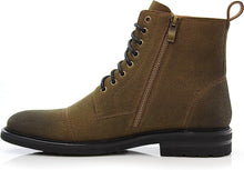 Olive&Suede Woolen and Leather Lace-up Fashion Chukka Boots with Zipper Closure