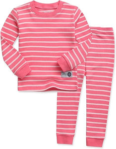 Pink Kids Colorful Striped Pajamas Set