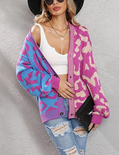 Pink Blue Two Tone Leopard Cardigan