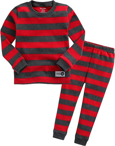 Red Kids Colorful Striped Pajamas Set
