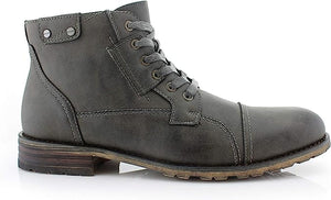 Grey Mens Casual Work Lace Up Classic Motorcycle Combat Boots
