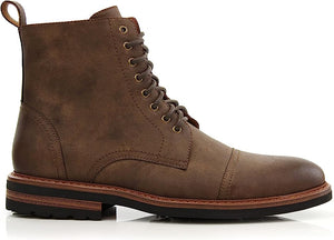 Mocha Woolen and Leather Lace-up Fashion Chukka Boots with Zipper Closure