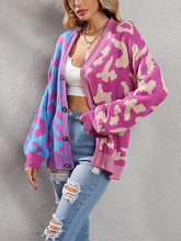 Pink Blue Two Tone Leopard Cardigan