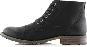Black Mens Casual Work Lace Up Classic Motorcycle Combat Boots