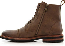 Mocha Woolen and Leather Lace-up Fashion Chukka Boots with Zipper Closure