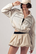 Cream Retro Sport Cropped Track Jacket