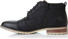 Black Mens Casual Brogue Mid-Top Lace-Up And Zipper Boots