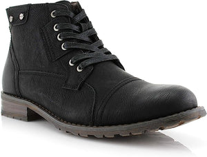 Black Mens Casual Work Lace Up Classic Motorcycle Combat Boots