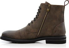 Cigar Woolen and Leather Lace-up Fashion Chukka Boots with Zipper Closure