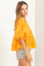 Jaffa Orange Simply Beautiful Elbow Sleeve Tiered Top