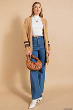 Taupe/Olive Soft Fuzzy Thread Boho Fringe Open Cardigan