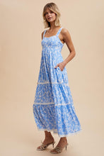 Powder Blue Floral Print Maxi Dress