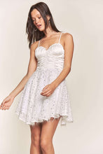 White Satin Top With Sequin Bottom Contrast Dress