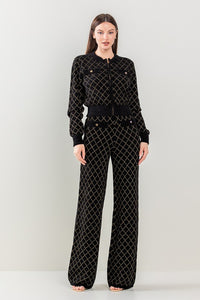 Black Zip Up Banded Pants Set