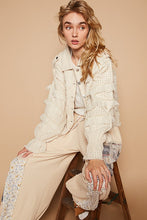 Cream Vintage Washed Lace Ruffle Solid Jacket