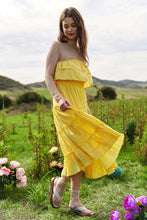Yellow Tiered Flowing Tube Top And Skirt Tube Maxi Dress