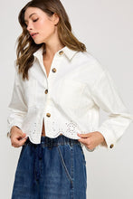 White Eyelet Hem Cotton Jacket