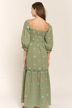 Green Floral Embroidered Maxi Dress