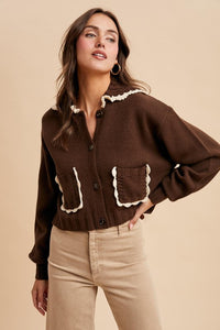 Chestnut Doll Collar Button Up Cardigan