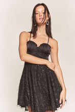 Black Satin Top With Sequin Bottom Contrast Dress