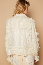 Cream Vintage Washed Lace Ruffle Solid Jacket