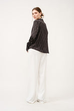 Black Long Sleeve Rhinestones Embellished Shirt Top