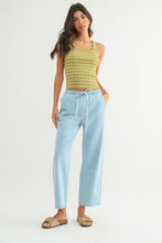 Lime/Peach Striped Ribbed Relaxed Crop Tank