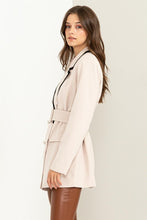 White Up For The Day Belted Contrast Collar Blazer