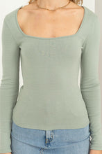 Iceberg Green Positively Perfect Square Neck Long Sleeve Top