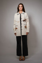 Oatmeal Western Embroidered Button-up Jacket