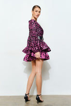 Grape Chic Polka Dot Silky Gold Belt Mini Dress