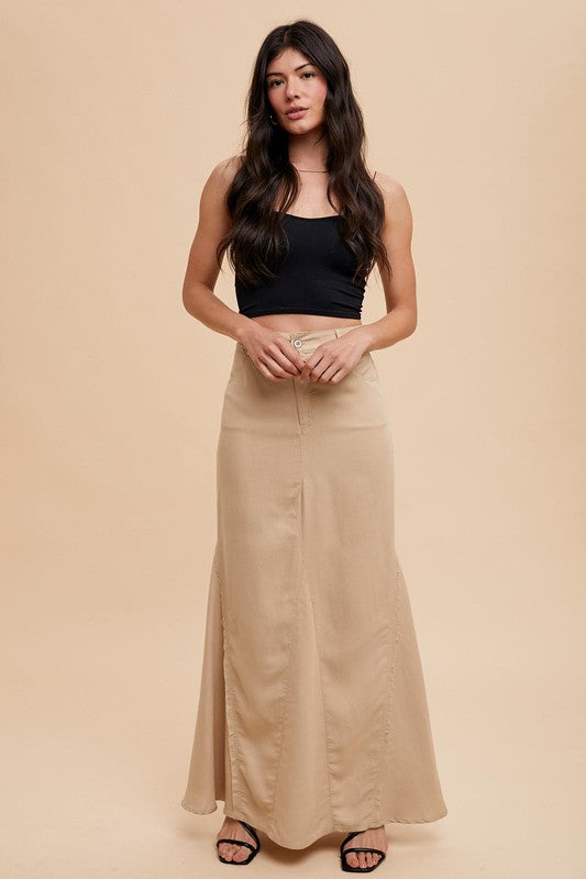 Sand Tencel Frayed Mermaid Skirt