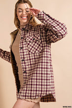 Wine Mix Plaid Shirt Button Down Jacket