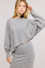 Grey Asymmetrical Top N Skirt Knit Set