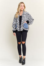 White Print Jacket With Denim Pockets