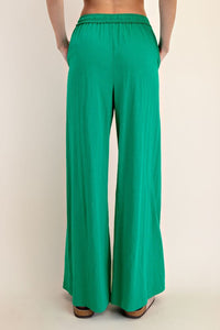 Kelly Green Cotton Slub Lounging Wide Pant