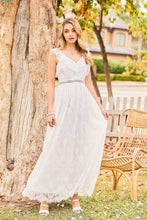 White Elastic Shoulder Ruffle Back Zipper Lace Dress