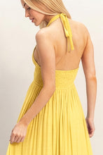 Light Yellow Halter Neck Smocked Maxi Dress