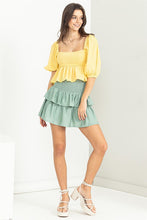 Yellow Good Vibes Smocked Peplum Top