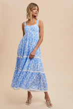 Powder Blue Floral Print Maxi Dress