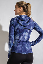 Blue/White Plus Size Tie Dye Fitted Jacket