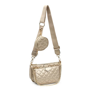 Champagne Quilt Crossbody Coin Pouch Set