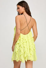 Lemon Ruffle With Gold Chain Mini Dress