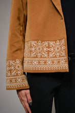 Camel Faux Suede Embroidered Jacket