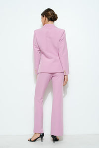 Pink Gold Button Double-breasted Tailored Blazer