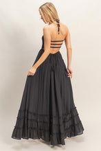 Black Smocked Halter Maxi Dress