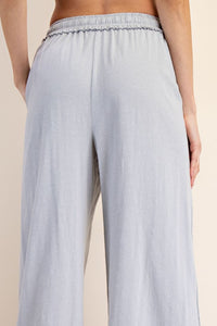 Lt Grey Cotton Slub Lounging Wide Pant