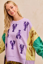 Mardi Gras Sequin Crawfish Washed Mardi Gras Sweatshirt Top