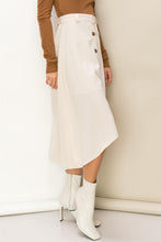 Cream Modern Moves Button-Front High-Low Midi Skirt