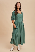 Evergreen Cotton Square Neck Maxi Dress